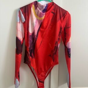Zara Red Printed Bodysuit